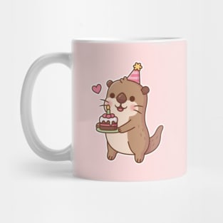 Cute Otter With Birthday Cake Mug